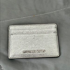 Michael Kors Metallic Silver Card Holder